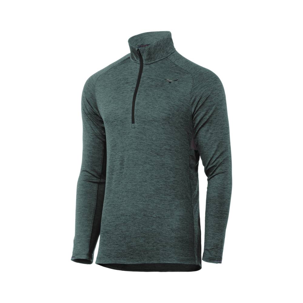 Blusa Mizuno Alpha Half Zip - Homem - Verdes - MCUEP4253